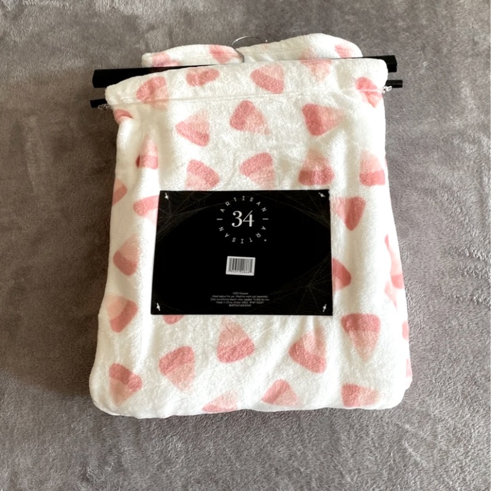 Halloween pink candy corn plush velvet throw